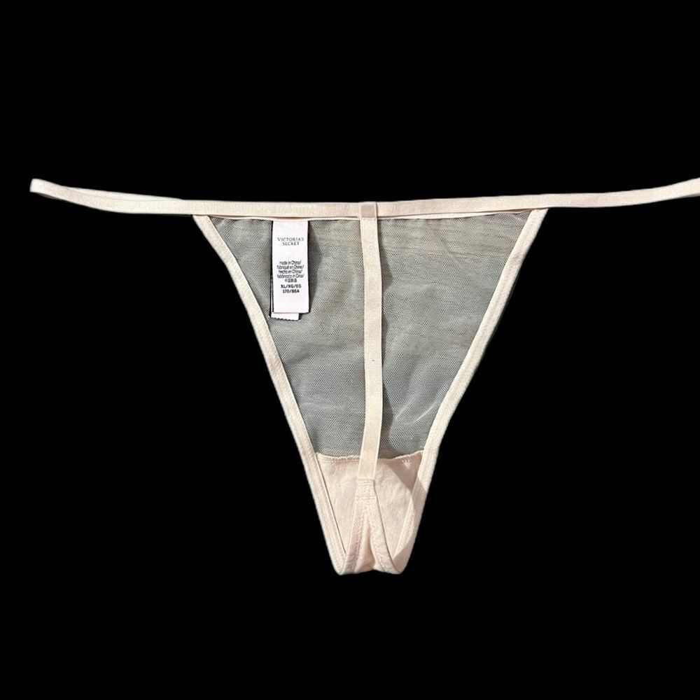 Victoria's Secret Sexy Sheer Mesh V-string Panty Beige XLarge